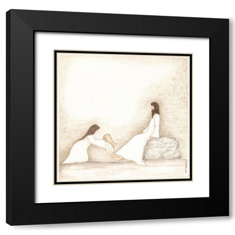 Woman Anoints Jesus with Perfume Black Modern Wood Framed Art Print with Double Matting by Shamp, Cindy