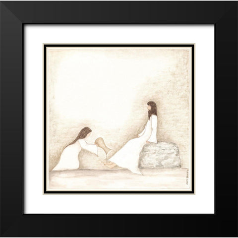 Woman Anoints Jesus with Perfume Black Modern Wood Framed Art Print with Double Matting by Shamp, Cindy