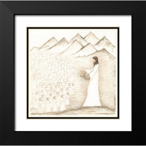 Jesus Feeds Five Thousand Black Modern Wood Framed Art Print with Double Matting by Shamp, Cindy