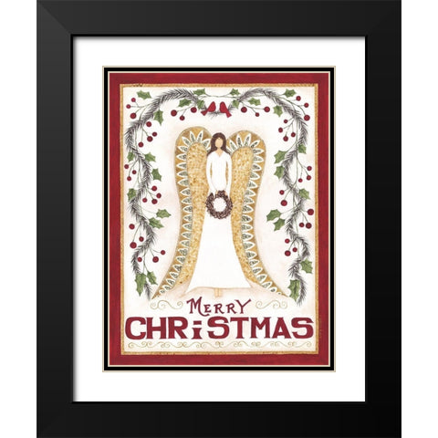 Christmas Angel Black Modern Wood Framed Art Print with Double Matting by Shamp, Cindy