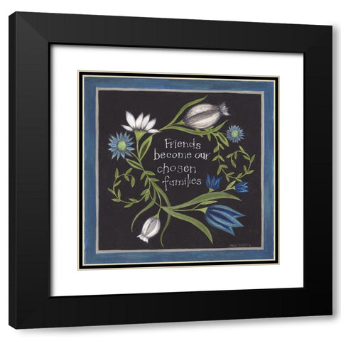 Blue Flowers I Black Modern Wood Framed Art Print with Double Matting by Shamp, Cindy