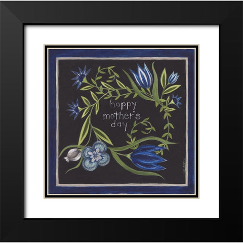 Blue Flowers II Black Modern Wood Framed Art Print with Double Matting by Shamp, Cindy