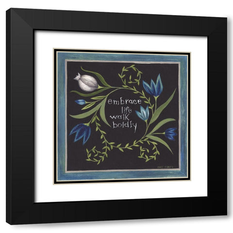 Blue Flowers III Black Modern Wood Framed Art Print with Double Matting by Shamp, Cindy