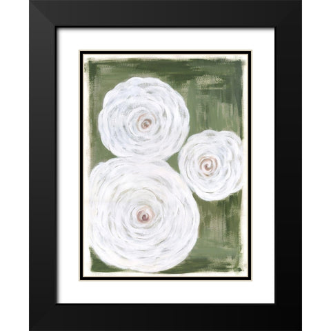 Big White Flowers I Black Modern Wood Framed Art Print with Double Matting by Shamp, Cindy