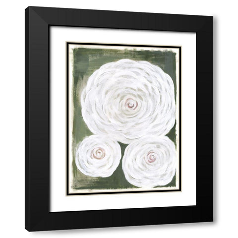 Big White Flowers II Black Modern Wood Framed Art Print with Double Matting by Shamp, Cindy