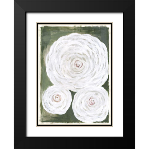 Big White Flowers II Black Modern Wood Framed Art Print with Double Matting by Shamp, Cindy