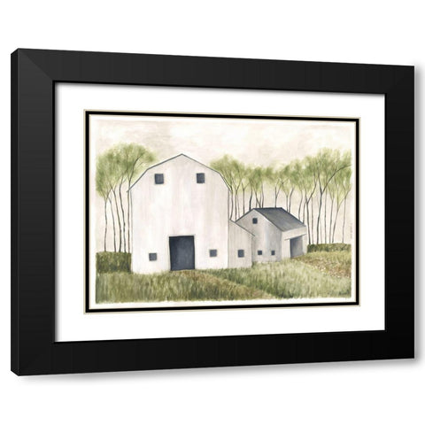 White Barn III Black Modern Wood Framed Art Print with Double Matting by Shamp, Cindy