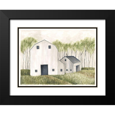 White Barn III Black Modern Wood Framed Art Print with Double Matting by Shamp, Cindy