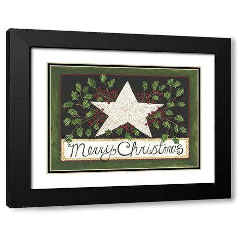 Merry Christmas Star Black Modern Wood Framed Art Print with Double Matting by Shamp, Cindy