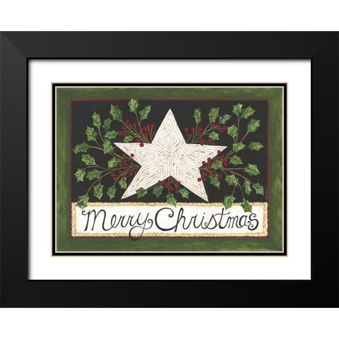 Merry Christmas Star Black Modern Wood Framed Art Print with Double Matting by Shamp, Cindy
