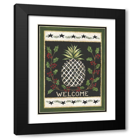 Welcome Pineapple Black Modern Wood Framed Art Print with Double Matting by Shamp, Cindy