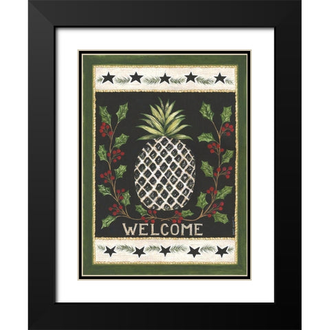 Welcome Pineapple Black Modern Wood Framed Art Print with Double Matting by Shamp, Cindy