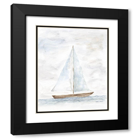 Nantucket Ship I Black Modern Wood Framed Art Print with Double Matting by Shamp, Cindy