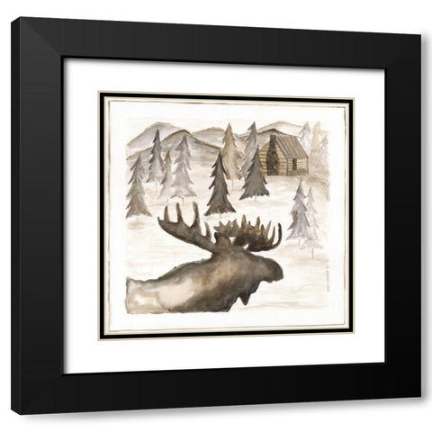 Moose Black Modern Wood Framed Art Print with Double Matting by Shamp, Cindy