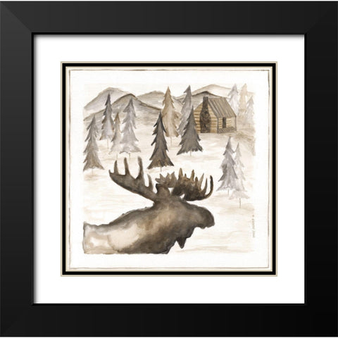 Moose Black Modern Wood Framed Art Print with Double Matting by Shamp, Cindy