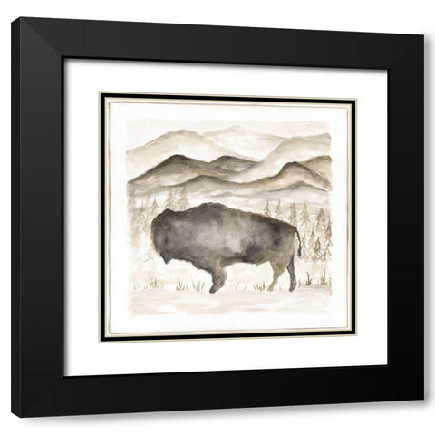 Bison Black Modern Wood Framed Art Print with Double Matting by Shamp, Cindy