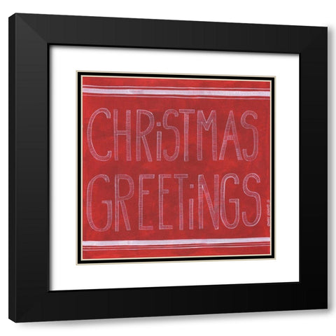 Christmas Greetings Black Modern Wood Framed Art Print with Double Matting by Shamp, Cindy