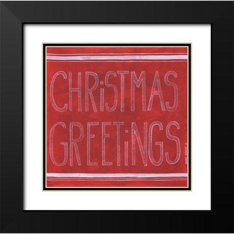 Christmas Greetings Black Modern Wood Framed Art Print with Double Matting by Shamp, Cindy