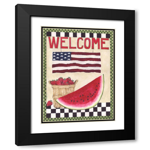 Welcome Watermelon Black Modern Wood Framed Art Print with Double Matting by Shamp, Cindy