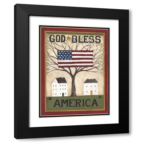 God Bless America Black Modern Wood Framed Art Print with Double Matting by Shamp, Cindy