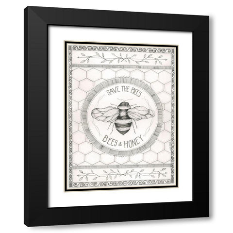 Save the Bees Black Modern Wood Framed Art Print with Double Matting by Shamp, Cindy