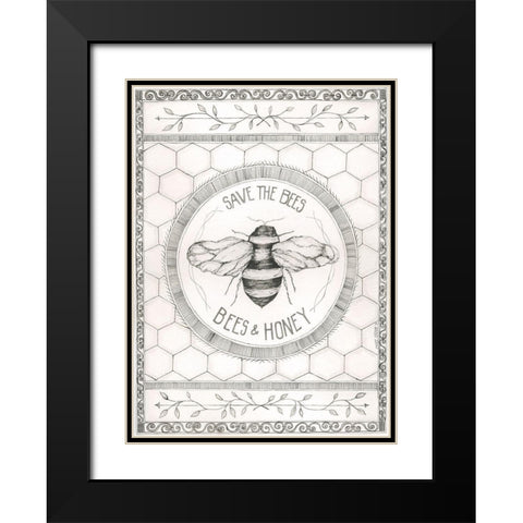 Save the Bees Black Modern Wood Framed Art Print with Double Matting by Shamp, Cindy