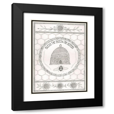 Bless the Bees Black Modern Wood Framed Art Print with Double Matting by Shamp, Cindy