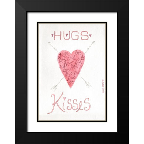 Hugs Kisses Black Modern Wood Framed Art Print with Double Matting by Shamp, Cindy
