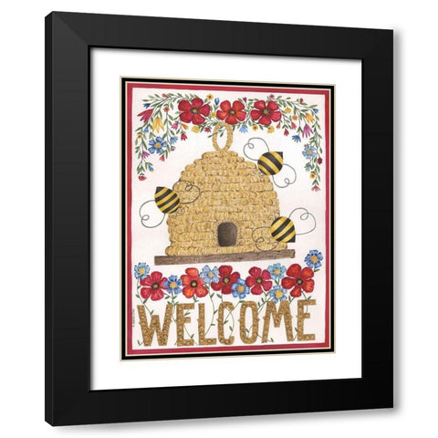 Welcome Beehive Black Modern Wood Framed Art Print with Double Matting by Shamp, Cindy