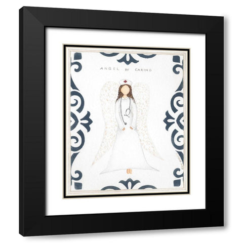 Angel of Caring Black Modern Wood Framed Art Print with Double Matting by Shamp, Cindy