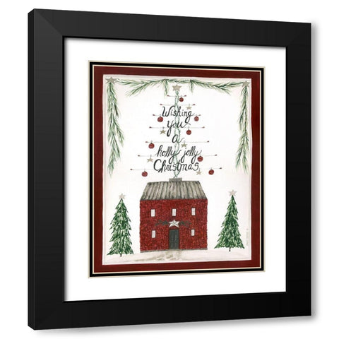 Holly Jolly Christmas Black Modern Wood Framed Art Print with Double Matting by Shamp, Cindy