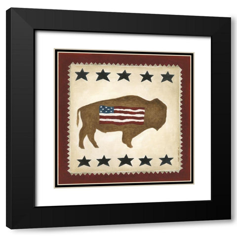 American Buffalo Black Modern Wood Framed Art Print with Double Matting by Shamp, Cindy