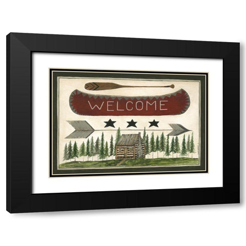 Welcome Canoe Black Modern Wood Framed Art Print with Double Matting by Shamp, Cindy