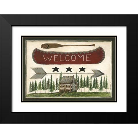 Welcome Canoe Black Modern Wood Framed Art Print with Double Matting by Shamp, Cindy