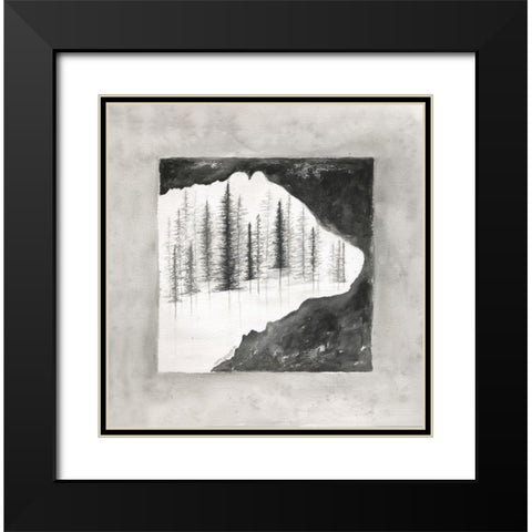 Bear Silhouette Black Modern Wood Framed Art Print with Double Matting by Shamp, Cindy