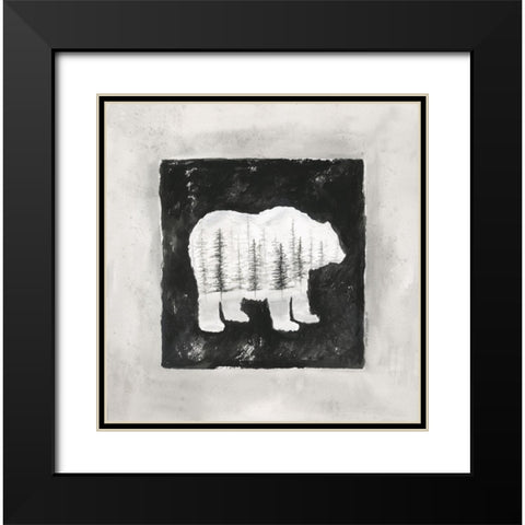 Bear Silhouette II Black Modern Wood Framed Art Print with Double Matting by Shamp, Cindy