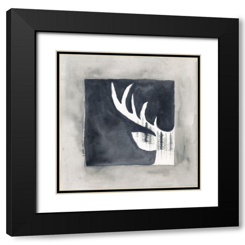 Buck Antler Black Modern Wood Framed Art Print with Double Matting by Shamp, Cindy