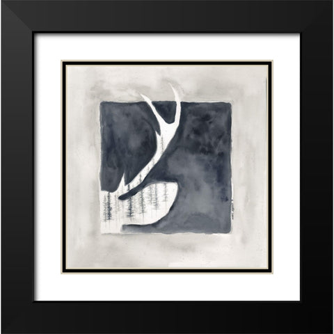Buck Antler II Black Modern Wood Framed Art Print with Double Matting by Shamp, Cindy