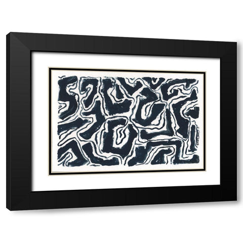 Modern Blues Black Modern Wood Framed Art Print with Double Matting by Shamp, Cindy
