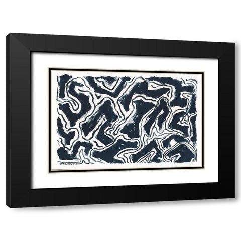 Modern Blues II Black Modern Wood Framed Art Print with Double Matting by Shamp, Cindy