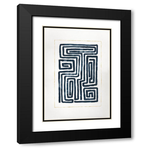 Blue Maze Black Modern Wood Framed Art Print with Double Matting by Shamp, Cindy