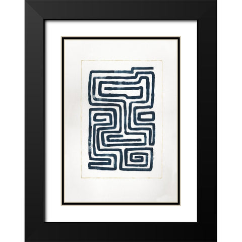Blue Maze II Black Modern Wood Framed Art Print with Double Matting by Shamp, Cindy