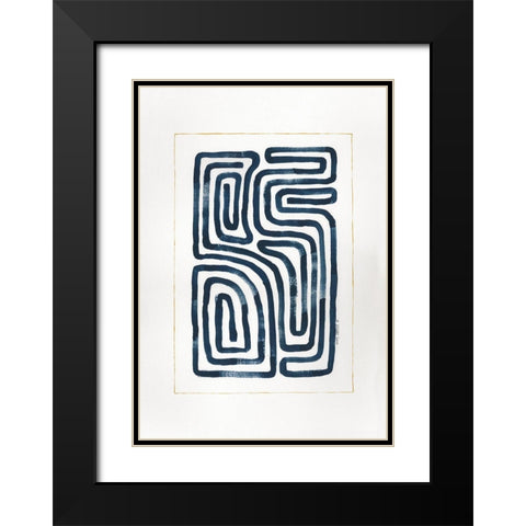 Blue Maze IV Black Modern Wood Framed Art Print with Double Matting by Shamp, Cindy
