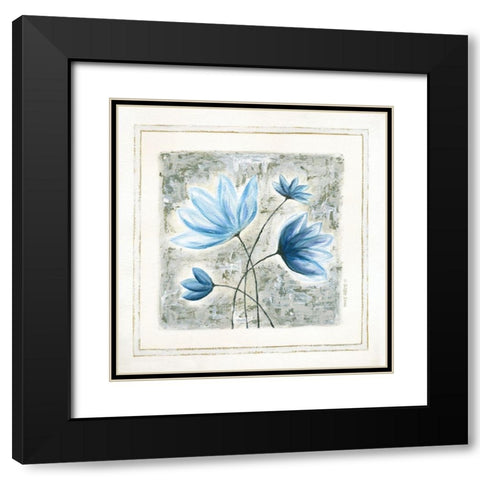 Blue Flowers III Black Modern Wood Framed Art Print with Double Matting by Shamp, Cindy