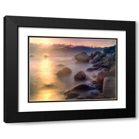 Rocks and Water Black Modern Wood Framed Art Print with Double Matting by Frates, Dennis