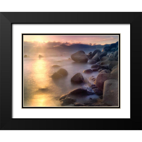 Rocks and Water Black Modern Wood Framed Art Print with Double Matting by Frates, Dennis
