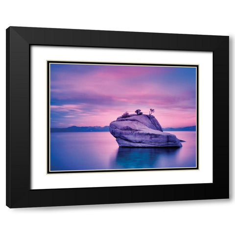 Island Sunset Black Modern Wood Framed Art Print with Double Matting by Frates, Dennis