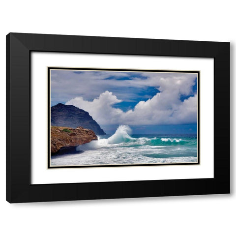 Wave Hello Black Modern Wood Framed Art Print with Double Matting by Frates, Dennis