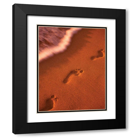 Footprints Black Modern Wood Framed Art Print with Double Matting by Frates, Dennis