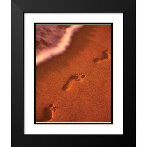 Footprints Black Modern Wood Framed Art Print with Double Matting by Frates, Dennis